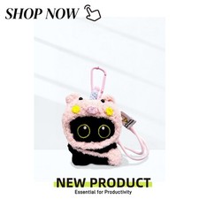 Cute Black Cat Plush Bag Charm - Mini Hooded Cat Doll Keyring Sweet Decor Gift