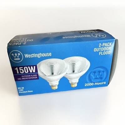 Flood Light Bulbs 150W BR-38 Std Base set of  2 New. Open Pkg.