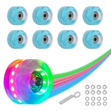 Nattork 8 Pack 82A Light up Roller Skate Wheels 54 32mm with Bearings Insta...