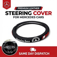 Mercedes Benz Logo Steering Wheel Cover Leather Universal Small 36-37cm Black