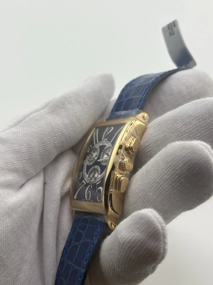 Reloj Franck Muller Long Island 1000CC esfera azul correa de cuero Foto 3 de 4