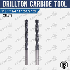 2Pcs 1/4" Solid Carbide Drill Bits 118° AlTiN Coated 2 Flute LOC 1" OAL 2-1/2"