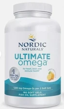 Nordic Naturals Ultimate Omega 3 - 1280 mg 180 Softgels Lemon Flavor Exp 01/2027