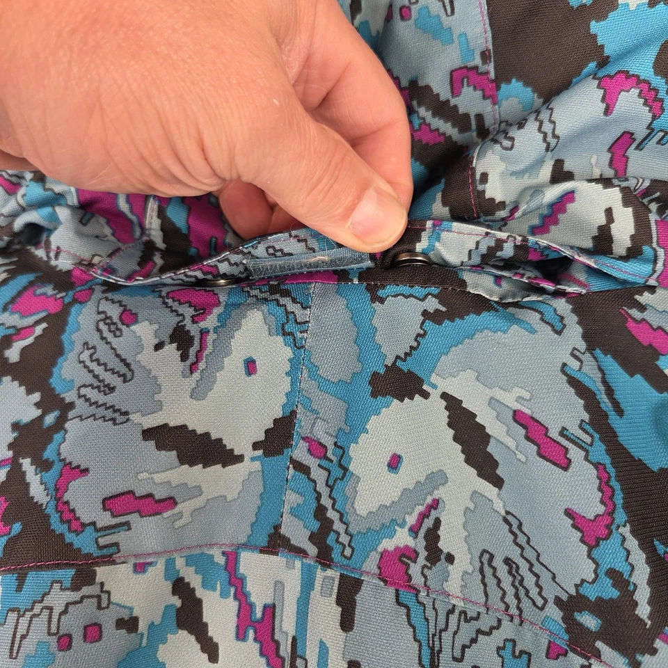 Columbia 青少年夹克大号紫色蓝色交汇服装连帽绝缘 — 第 3/4 张图片