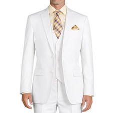 VINCI Men's White 3pc 2-Button Slim Fit Suit w/ Matching Vest - NEW