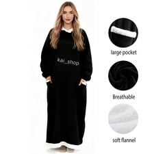 Wearable Blanket Hoodie, Oversized Sherpa Fleece Sweatshirt Blanket with Pocket