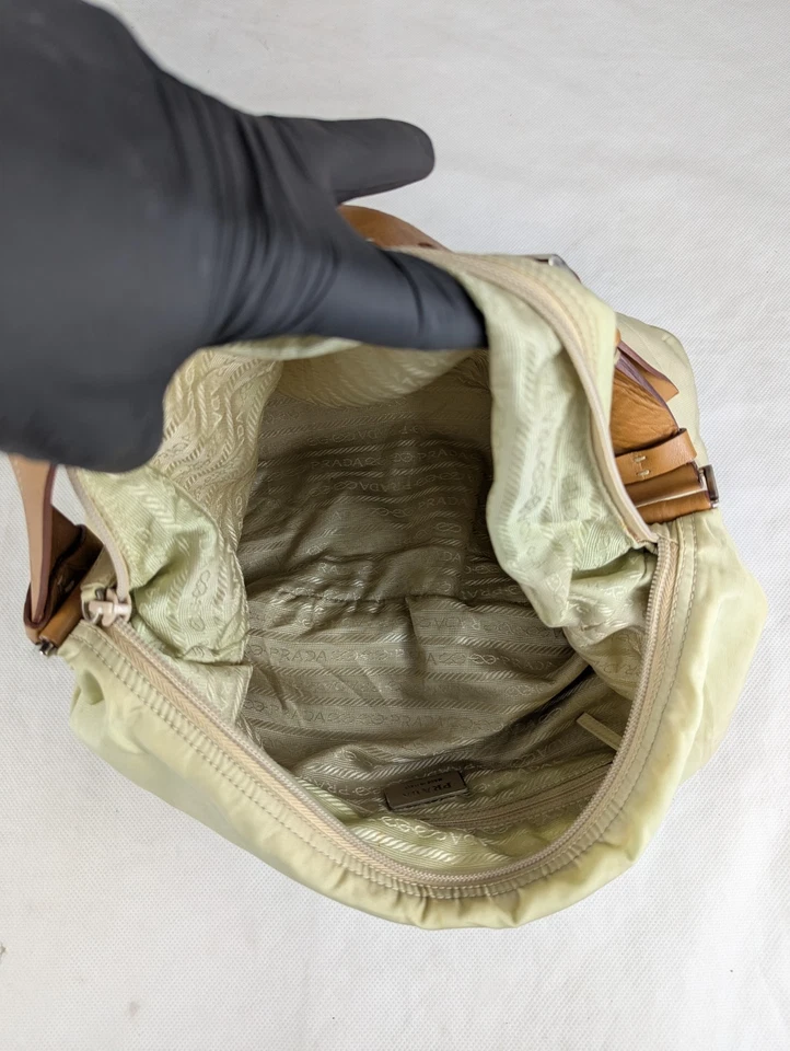 Authentic PRADA Tessuto Nylon Shoulder Bag Light Beige Cream Made in Italy - Image 3 of 4