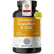 NATURE LOVE® Vitamin C Gepuffert & Zink – 180 Kapseln …
