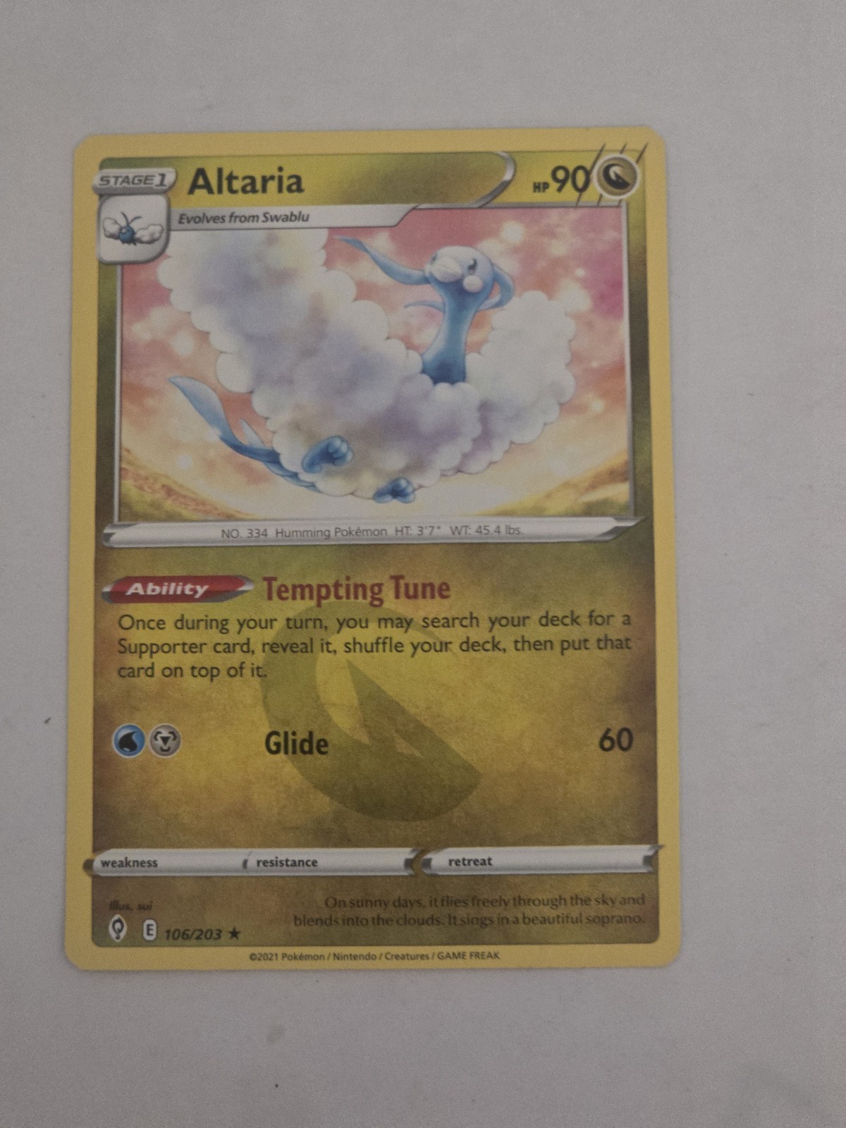 Altaria - 106/203 - Evolving Skies - Rare - Pokemon TCG Card - NM