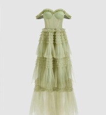 Cider Corset Layered Tulle Long MatchaGreen NWT Date Party Prom Wedding XL Lined