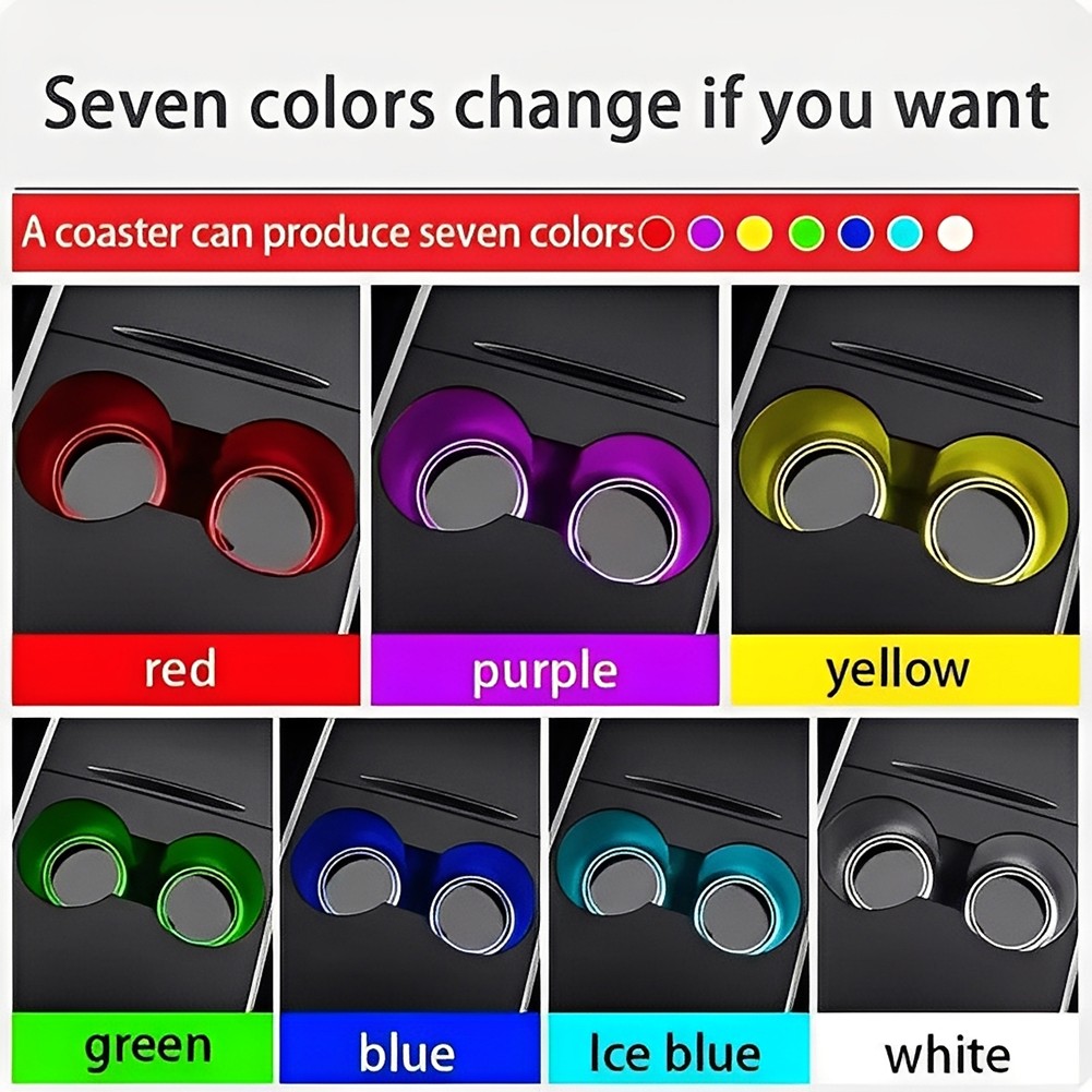 7-Color LED Car Cup Holder Coasters with Light Sensor, Ambient Atmosphere Lighti