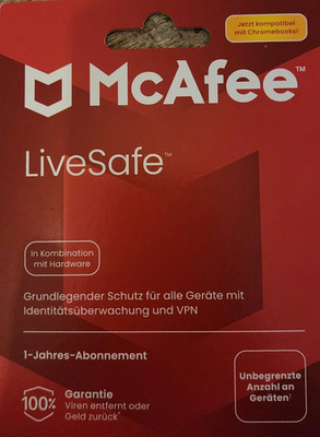 McAfee LiveSafe Antivirus 1 Jahr für unbegrenzt Geräte, Windows, macOS, Chrome  