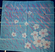 VTG 70 s Another Hit MoD Floral Print 28" Sq Polyester Scarf Made in Poland