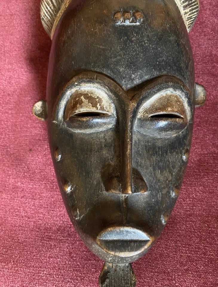 Antique African Baule Carved Wood Portrait Mask , Ivory Coast - Image 3 of 4