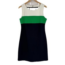 Tommy Hilfiger Women Pique Knit Colorblock Midi Dress Size 10 Sleeveless Preppy