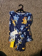 Bluey Blue Print 2 Piece Short Sleeve  Pants Pajama Set Kids Size 4