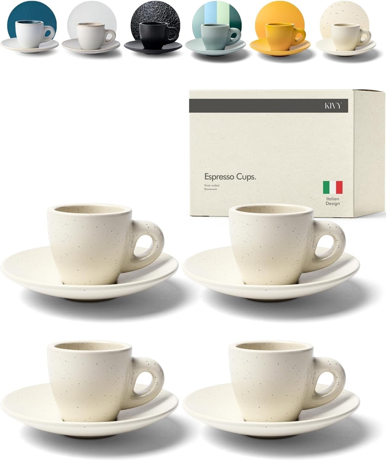 3 oz Espresso cups set of 4 - Thick walled stoneware espresso cup set 