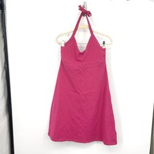 Patagonia Women Size Large Dress Solid Pink Iliana Halter Tie Organic Cotton