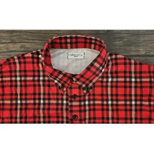 Collars & Co Mens Dress Collar Polo Medium Red Tartan Plaid Shirt NEW
