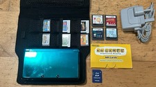 Nintendo 3DS Console Aqua Blue, PSU, Case & 10 Games 0826