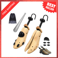 Wooden Shoe Stretcher Men Women Wide Feet 4-Way Length Width Shoe Tree Pair