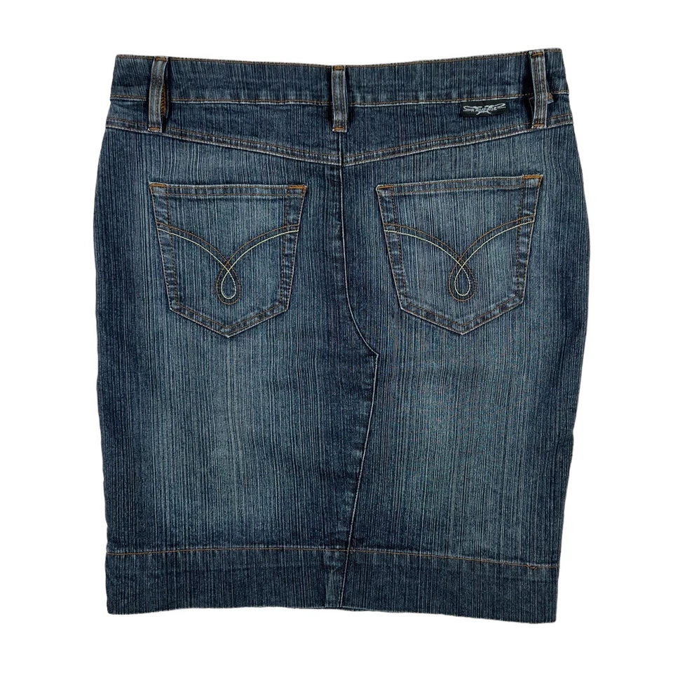 VTG Y2K Rampage Denim Pencil Skirt Size 7 31 Pockets Stretch Preppy Grunge - Image 2 of 4