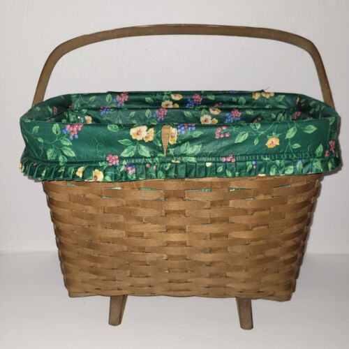 Basket Longaberger Magazine Remote Swing Handle Protector Liner Footed Dark