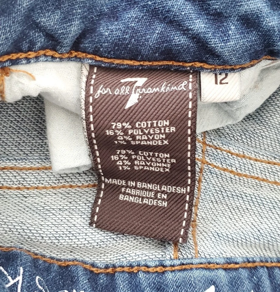 Pantalones de mezclilla 7 Seven For All Mankind (niñas talla 12) The Skinny Distressed azul Foto 4 de 4