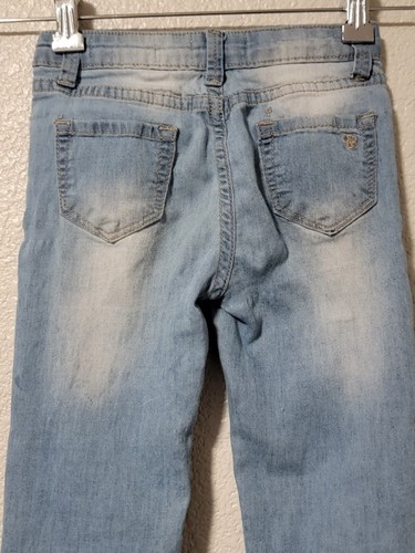 Jessica Simpson Jeans Girls Size 5 Kiss Me Skinny Distressed Denim Blue - Picture 6 of 10
