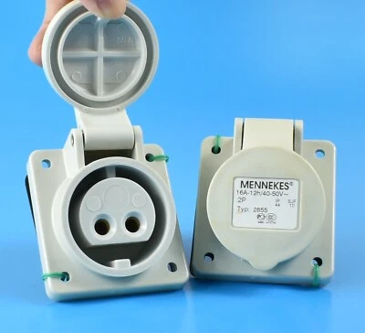 (AMPMECH) MENNEKES RECEPTACLE 2855, SCREW TERMINALS, 16A,2P,40-50V,IP44 - Image 1 of 3