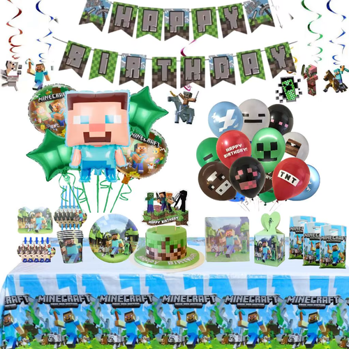 108 Pcs Miner Craftes Birthday Disposable Party Supplies - Picture 2 of 11