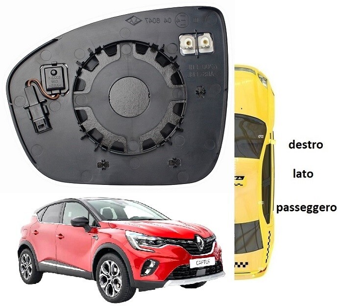 PIASTRA SPECCHIO RETROVISORE DX TERMICA RENAULT CAPTUR DAL 2019 IN POI - BLIS