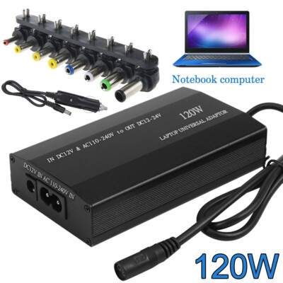 Universal-Netzteil für Notebook 120W, Laptop Ladegerät Auto KFZ Netzteil Adapter