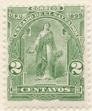 1899 Salvador Early Issue 2 cent Stamp MLH OG Filed 