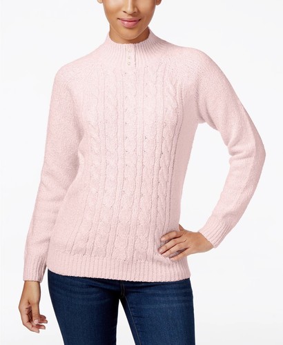 Petite Cable-Knit Sweater Pink 