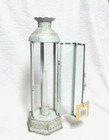 Vintage Metal & Glass Candle Holder w/Door & Decorative Trim Plus Candle