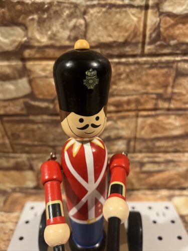 Royal Drumming Soldier On Wheels Handcrafted Wooden Pull-Along Orange Tree Toys - Picture 6 of 11