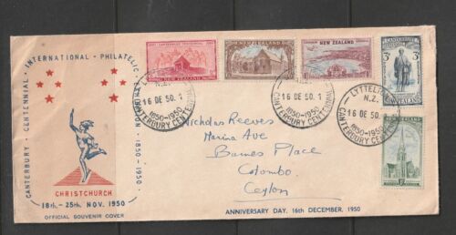 New Zealand FDC, Rough 1950 Canterbury Centennial set, same cancel, Hand address