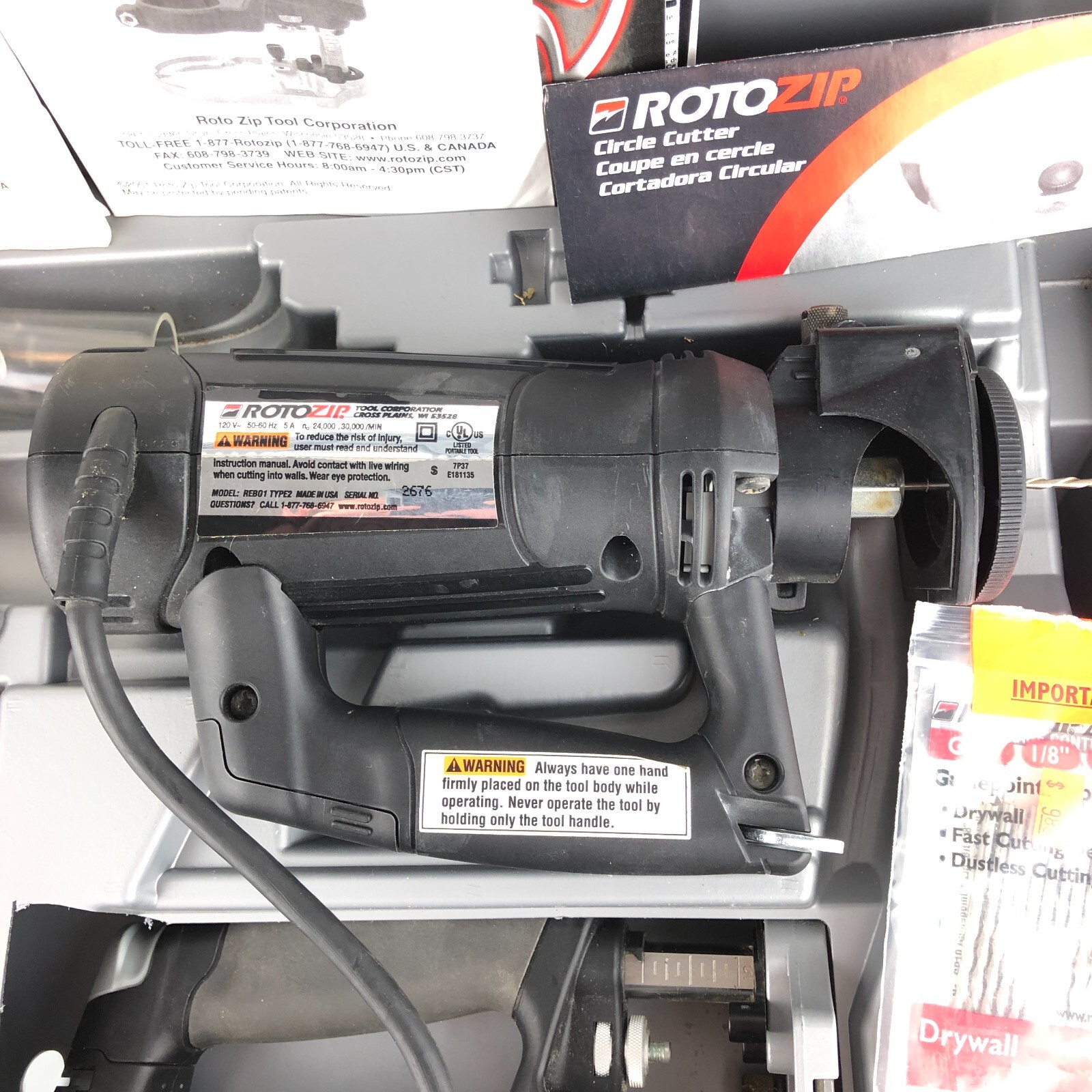 Rotozip Rebel Spiral Saw with Plunge Router Attachment & Circle Cutter