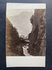 Switzerland, Tamina Valley, Village and Mountain, Vintage Albumen Print, ca.1870