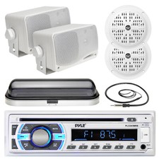 4" Marine Speakers, 3.5" Box Speakers, Pyle Bluetooth USB Radio, Antenna, Cover