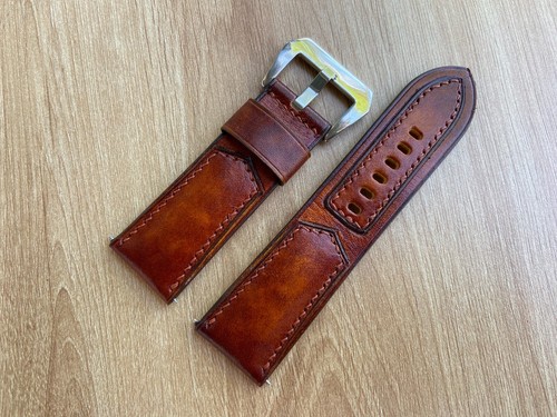 26 mm 24 mm 22 mm 21 mm 20 mm 19 mm 18 mm 16 mm braun Rinds-Gemüse-Leder Uhrenarmband Band - Bild 6 von 12
