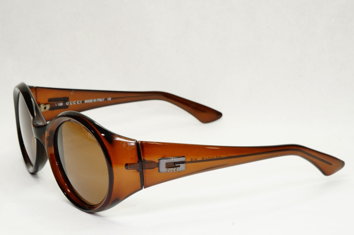 Gucci Sunglasses 1997 Vintage Brown Transparent Oval Retro GG 2434