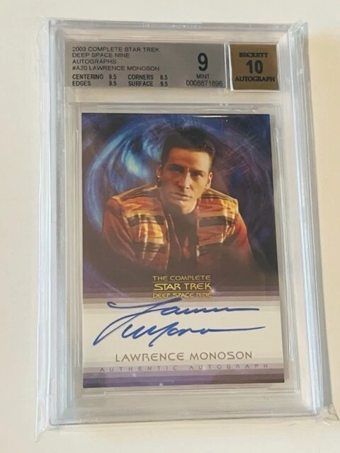 Tarjeta autógrafa de Star Trek 2003 Topps BGS 9 automática 10 Lawrence Monoson Matthew Ryan Foto 2 de 4