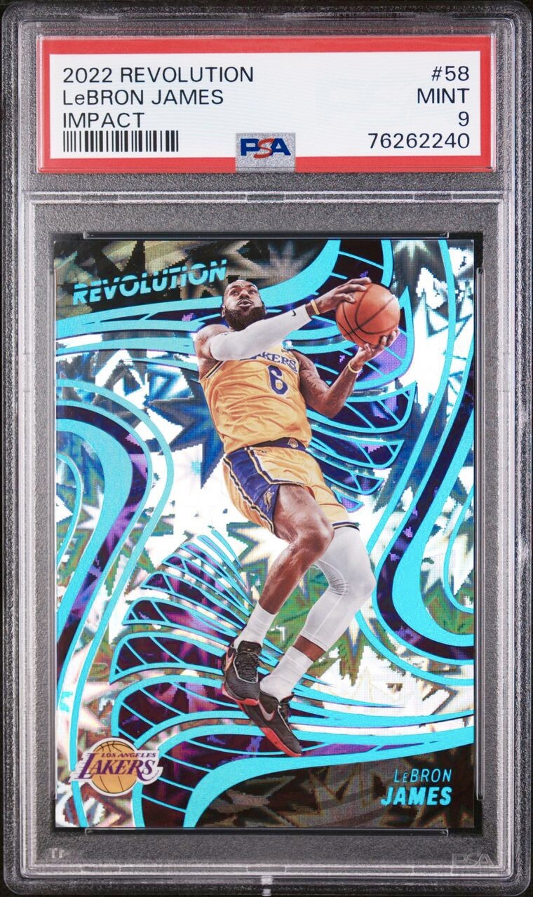 2022-23 Panini Revolution #58 LeBron James Impact 10/149 LA Lakers PSA 9 Mint