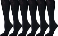 Yacht & Smith 6 Pairs of Women's Cotton Knee High Socks, (Black)