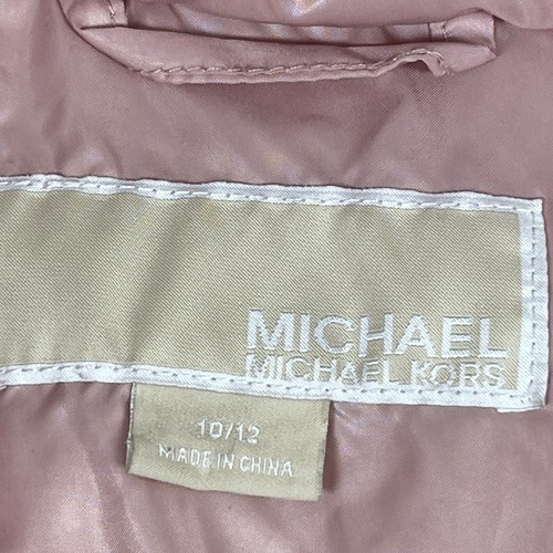 Michael Kors Puffer Jacket Girls Size L 10/12 Pink Full Zip Hooded Winter Coat - Picture 14 of 15