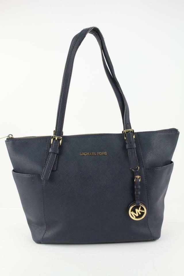 Michael Kors Blue Leather Jet Set Sullivan Tote Bag 2mk1101 | eBay