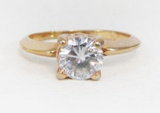 Vintage Yellow Gold Plate 6.84 Carat CZ Engagement Ring - Sz. 7.75
