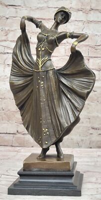 Vintage Art Nouveau Bronzestatue Chiparus Skulptur Wachsausschmelzverfahren
